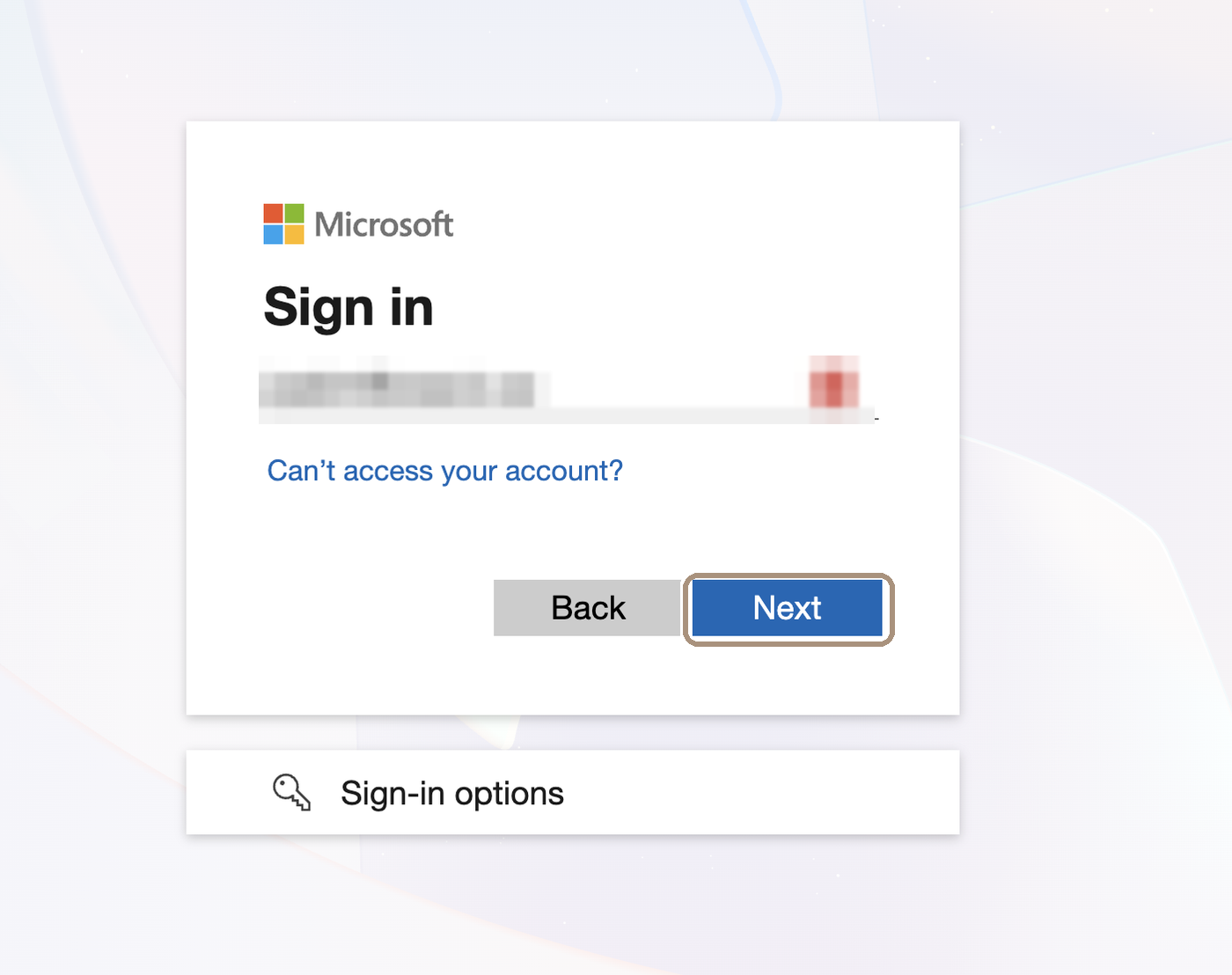 Microsofts inloggningsruta med ett fält för e-postadress